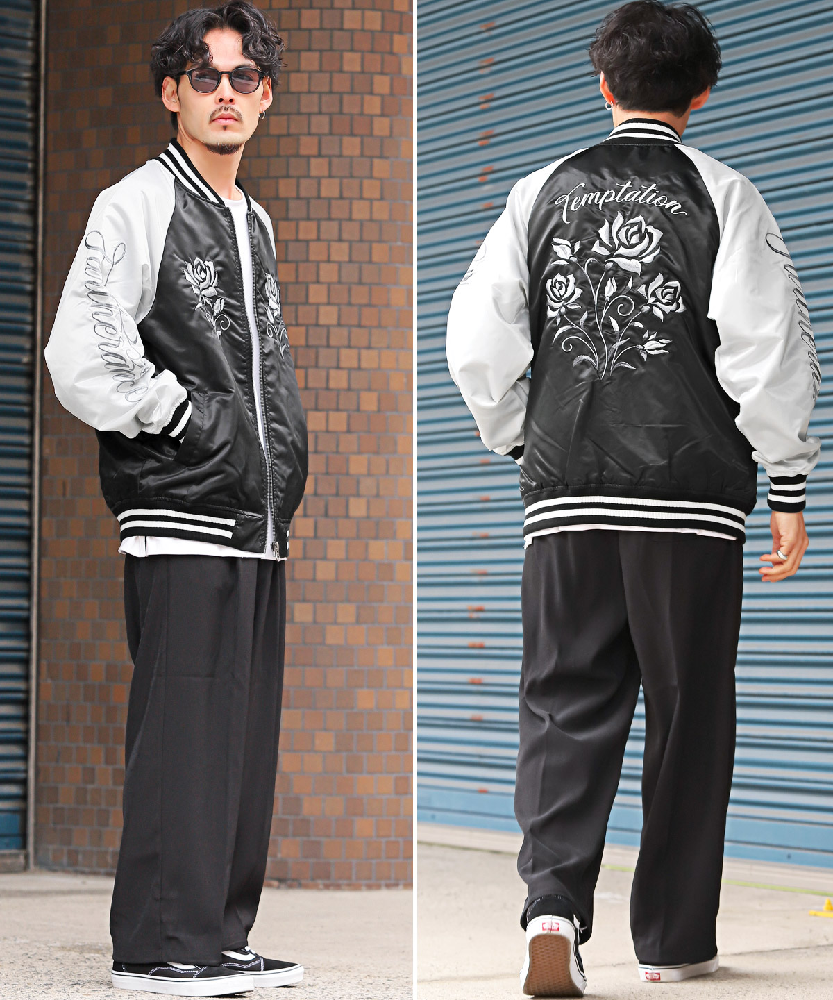 スカジャン メンズ ブルゾン ジャケット 薔薇 刺繍 横須賀ジャンパー