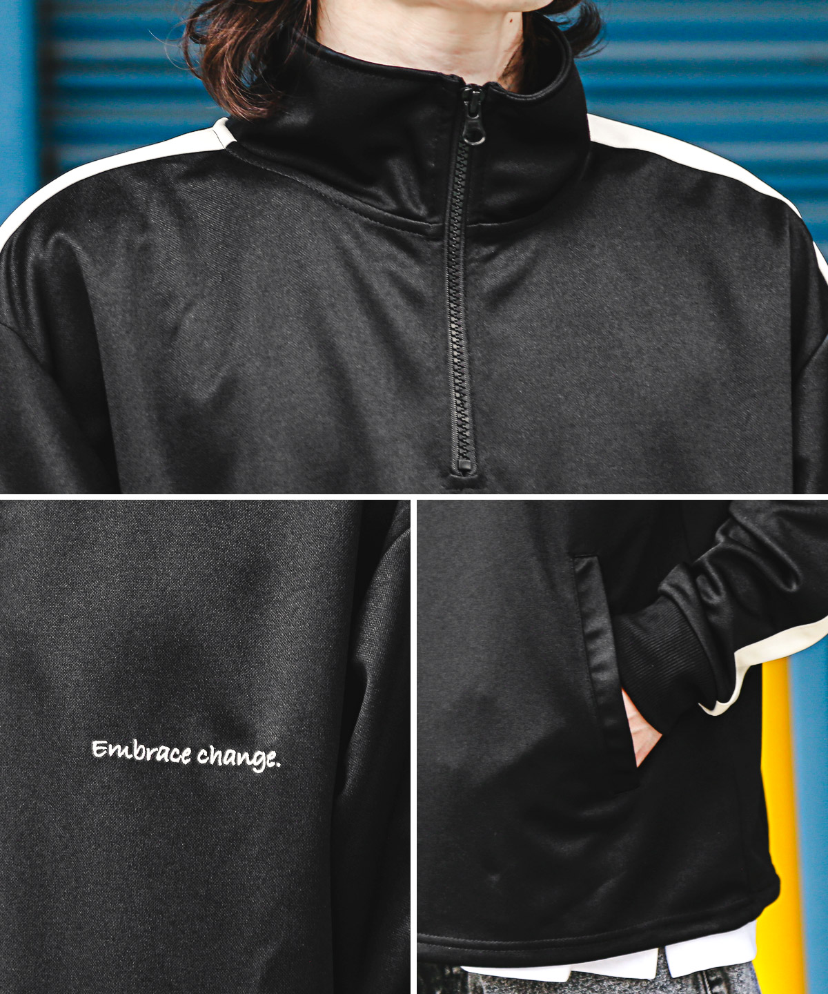 トレーナー メンズ トップス トラックジャケット ロゴ 刺繍 ハーフ