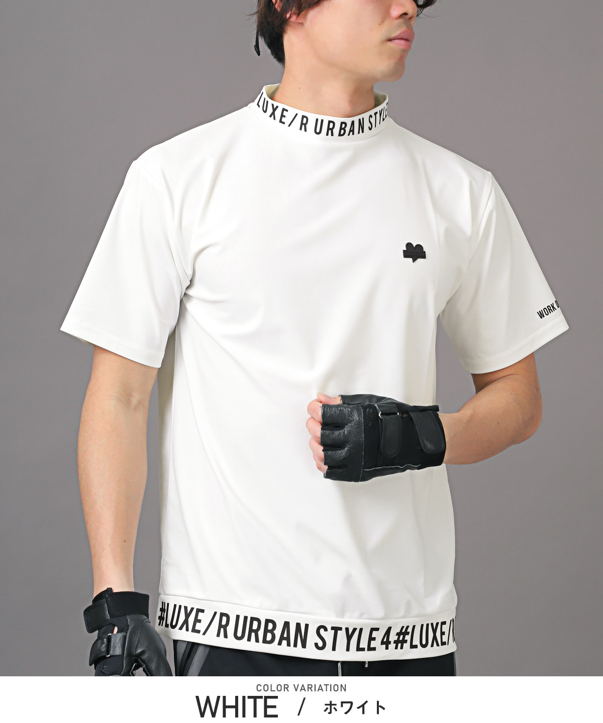 Tシャツ メンズ モックネック ゴルフウェア ロゴ ストレッチ 伸縮 接触冷感 速乾 半袖