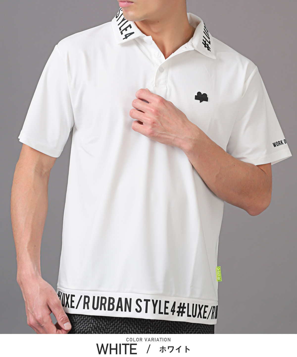 ポロシャツ 半袖 メンズ ゴルフウェア 接触冷感 吸水速乾 ロゴ ストレッチ スポーティ｜lux-style｜02
