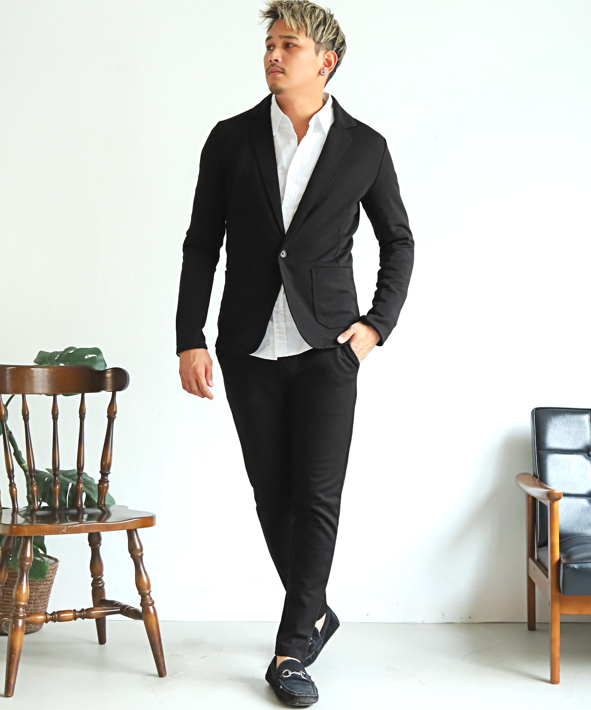 セットアップ メンズ テーラードジャケット イージーパンツ 上下セット