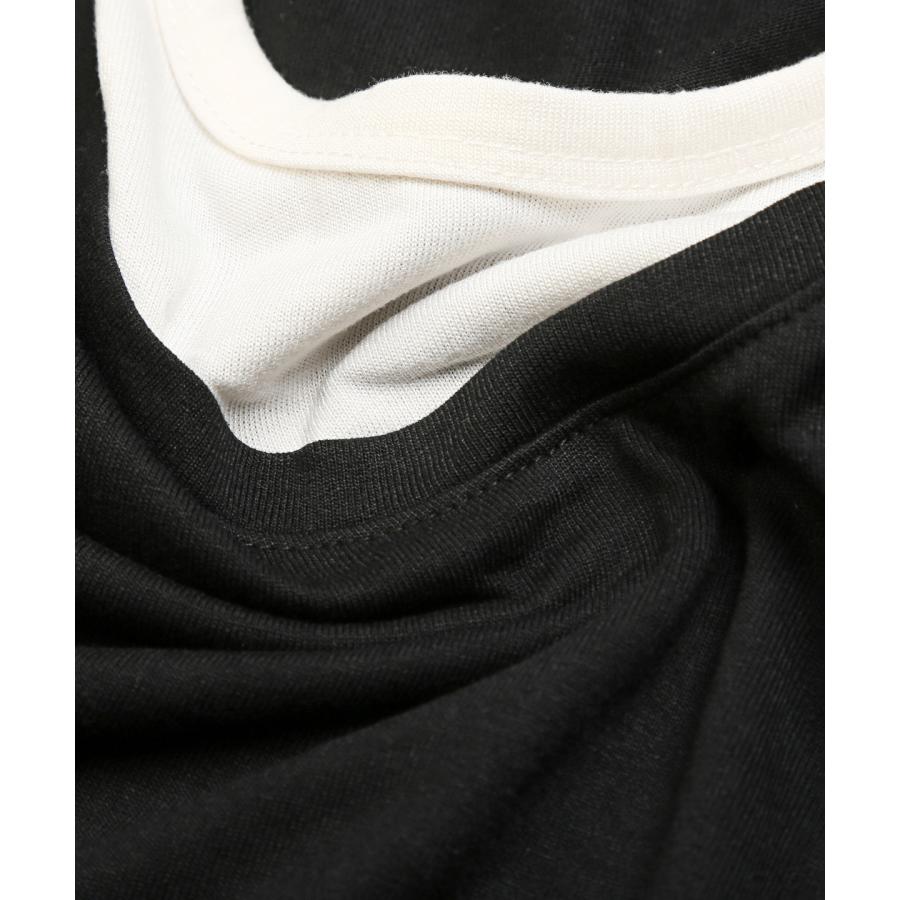 Tシャツ メンズ 半袖 5分袖 フェイクレイヤー土 カットソー クルーネック 天竺 バイカラー｜lux-style｜14