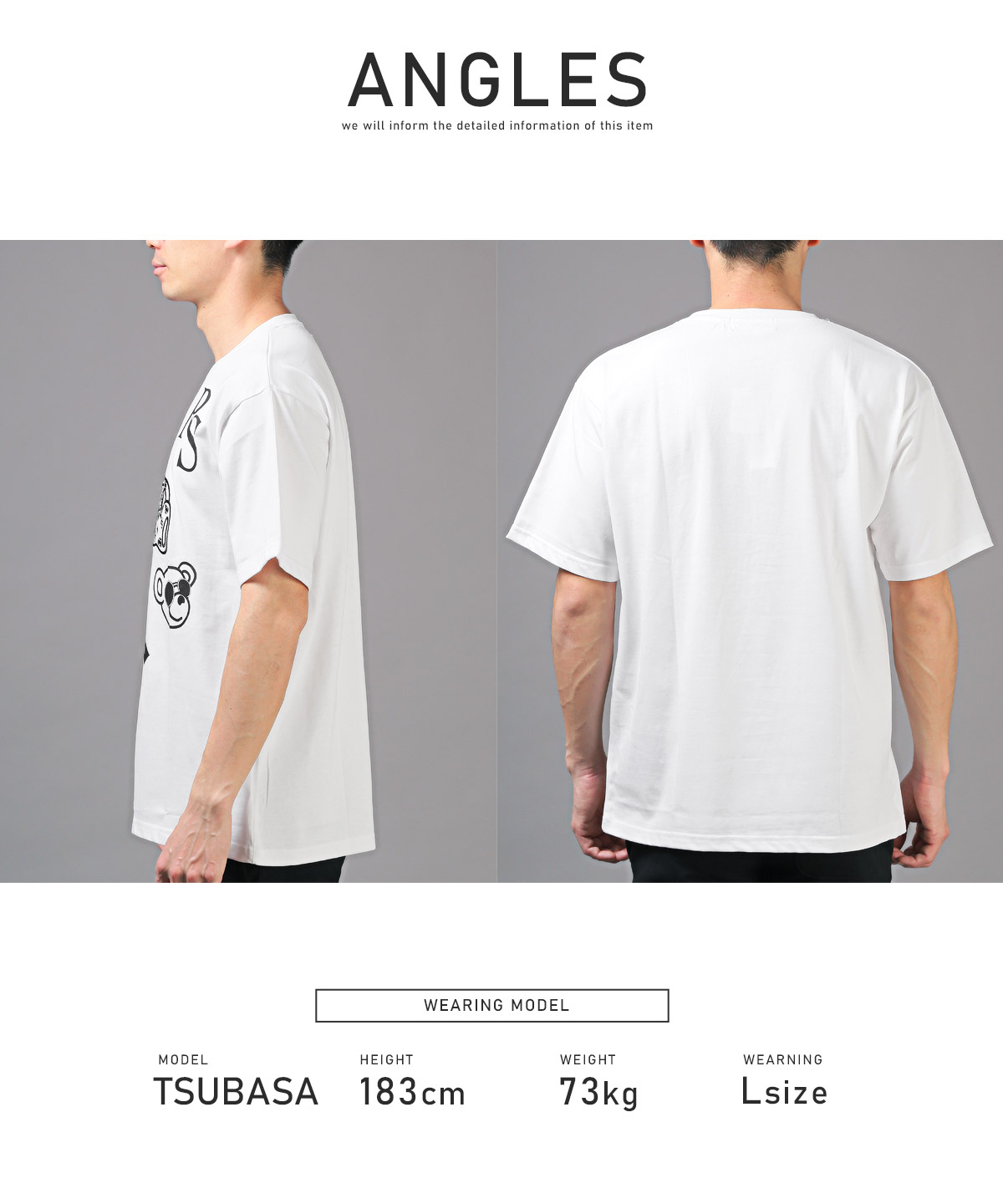 Tシャツ メンズ 半袖 トップス ビッグシルエット ベア PUレザー 刺繍 アップリケ ロゴ｜lux-style｜10