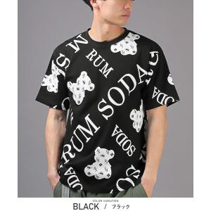 RUMSODA ラムソーダ Tシャツ 半袖 メンズ 春 夏 総柄 ビッグシルエット ロゴ クマ プリ...