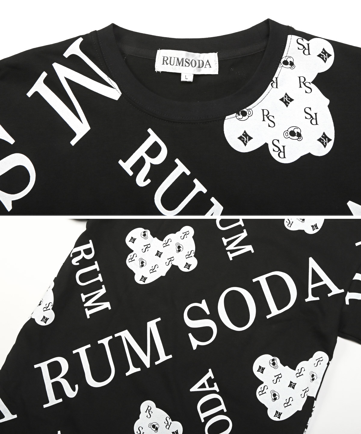 RUMSODA ラムソーダ Tシャツ 半袖 メンズ 春 夏 総柄 ビッグシルエット ロゴ クマ プリント｜lux-style｜11