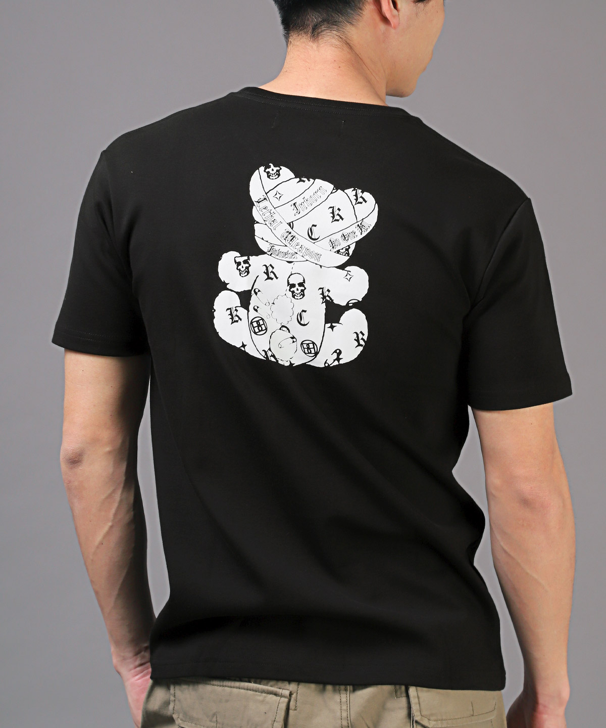 半袖Tシャツ メンズ クルーネック プリント ベア クマ Hollywood rich