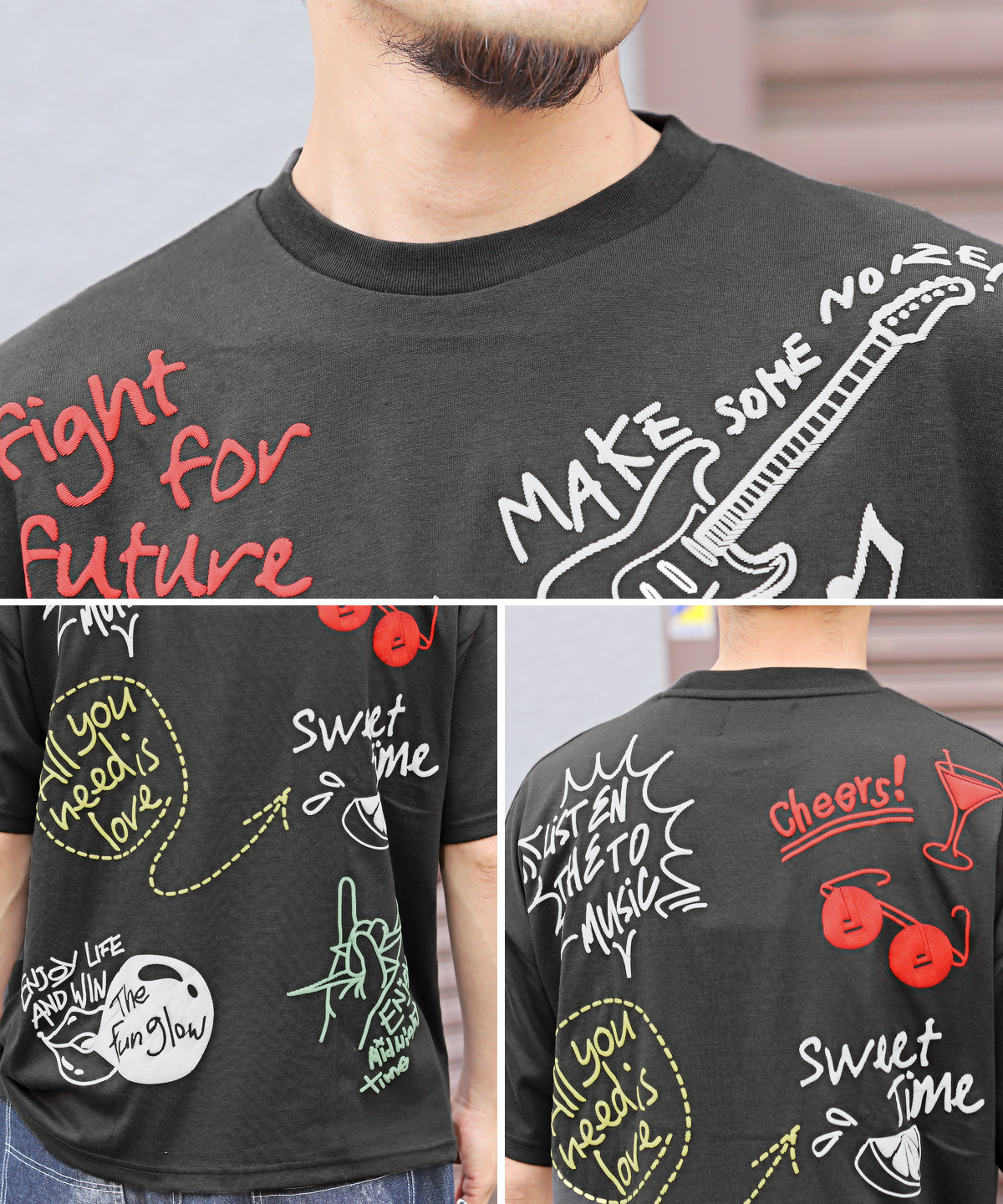 ラグスタイル LUXSTYLE 総柄タギング半袖Tシャツ/Tシャツ 半袖