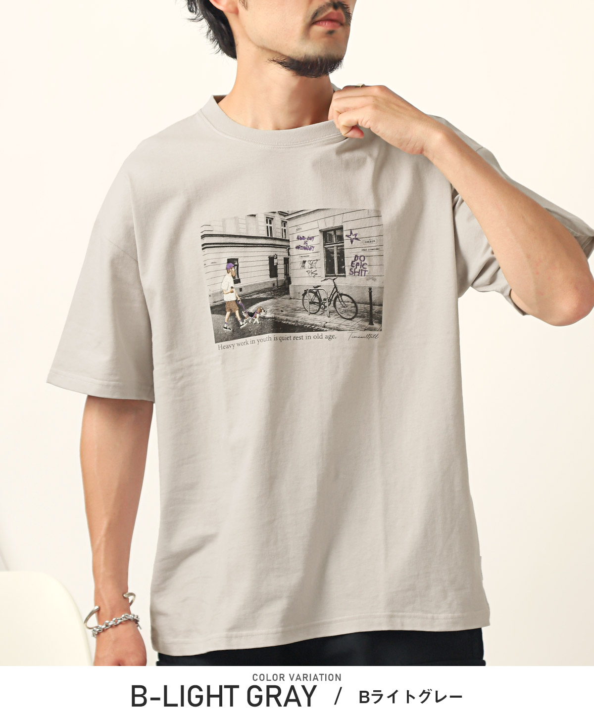 Tシャツ 半袖 メンズ 刺繍 ロゴ フォト プリント MOJASH モジャッシュ クルーネック ストリート｜lux-style｜04