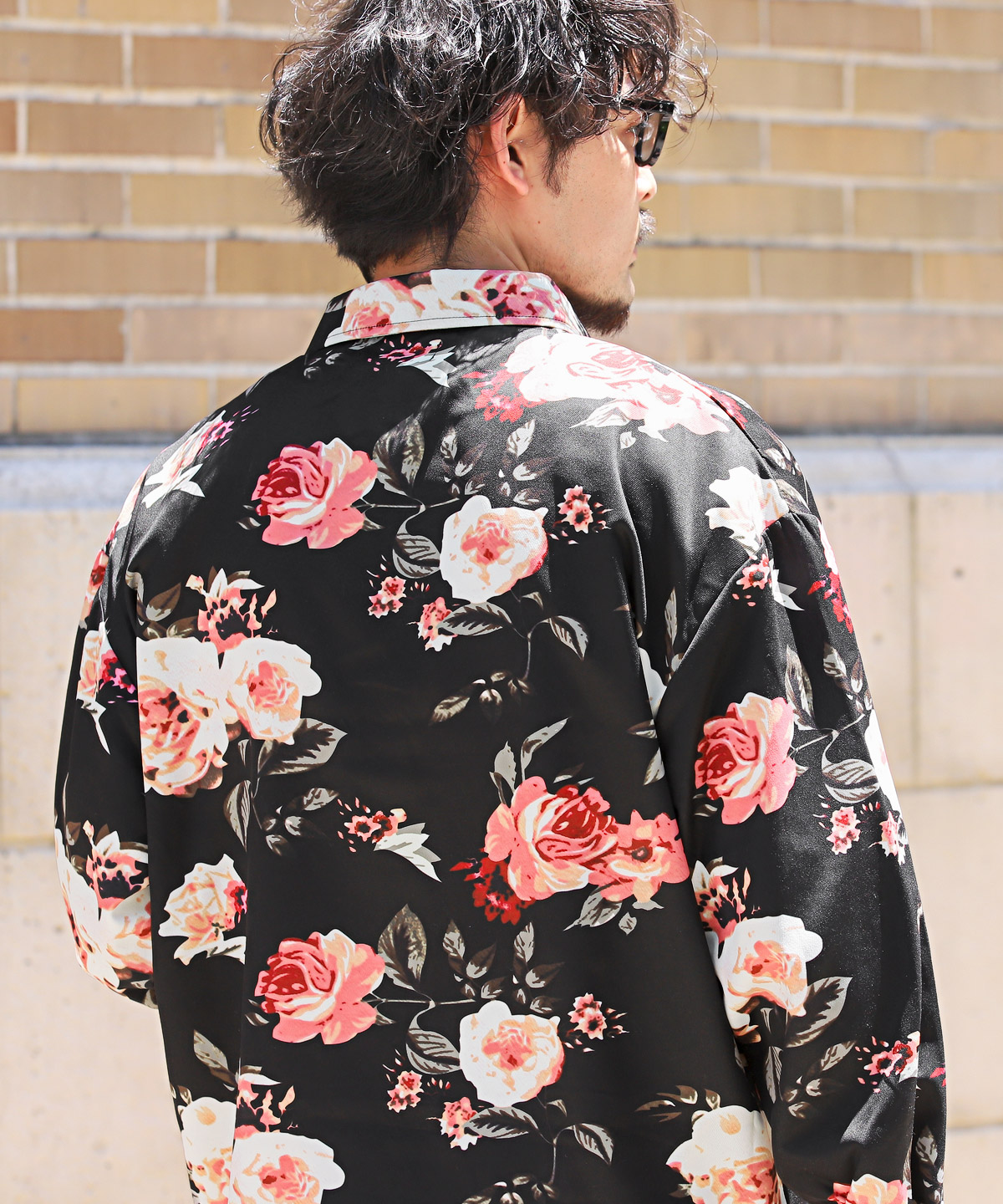 長袖シャツ メンズ ビッグシルエット カジュアルシャツ 花柄