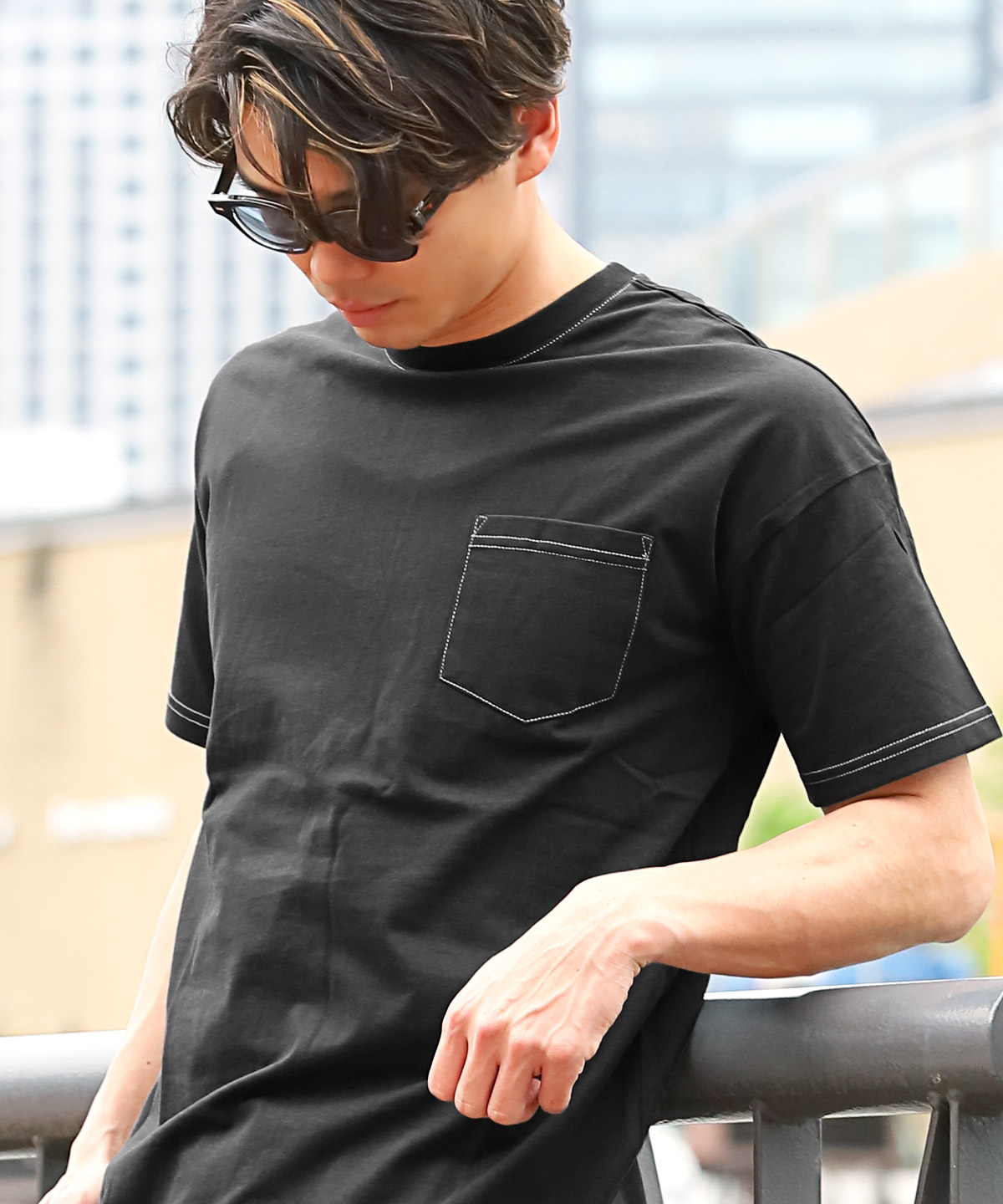半袖Tシャツ メンズ ポケットTシャツ 無地 オーバーサイズ 胸