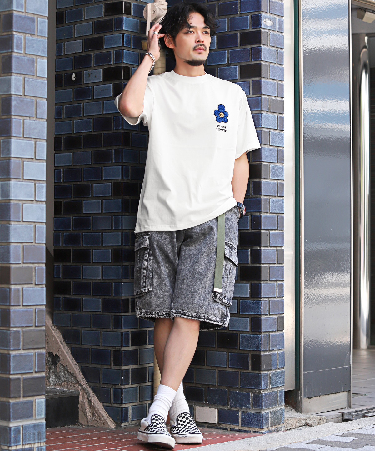 Tシャツ 半袖 メンズ レディース オーバーサイズ クルーネック 刺繍 ワンポイント 花 ストリート｜lux-style｜07