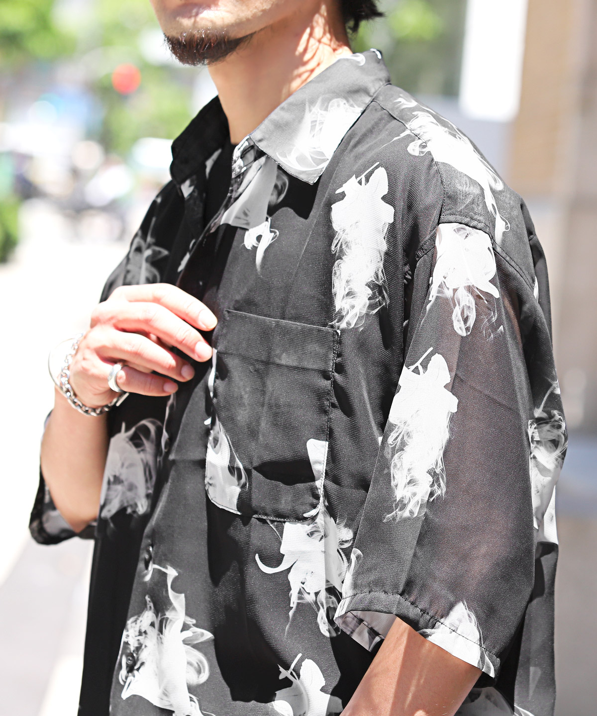 Y’sホワイト シースルー 半袖シャツ 半袖シャツ メンズ レディース シアーシャツ オーガンジー