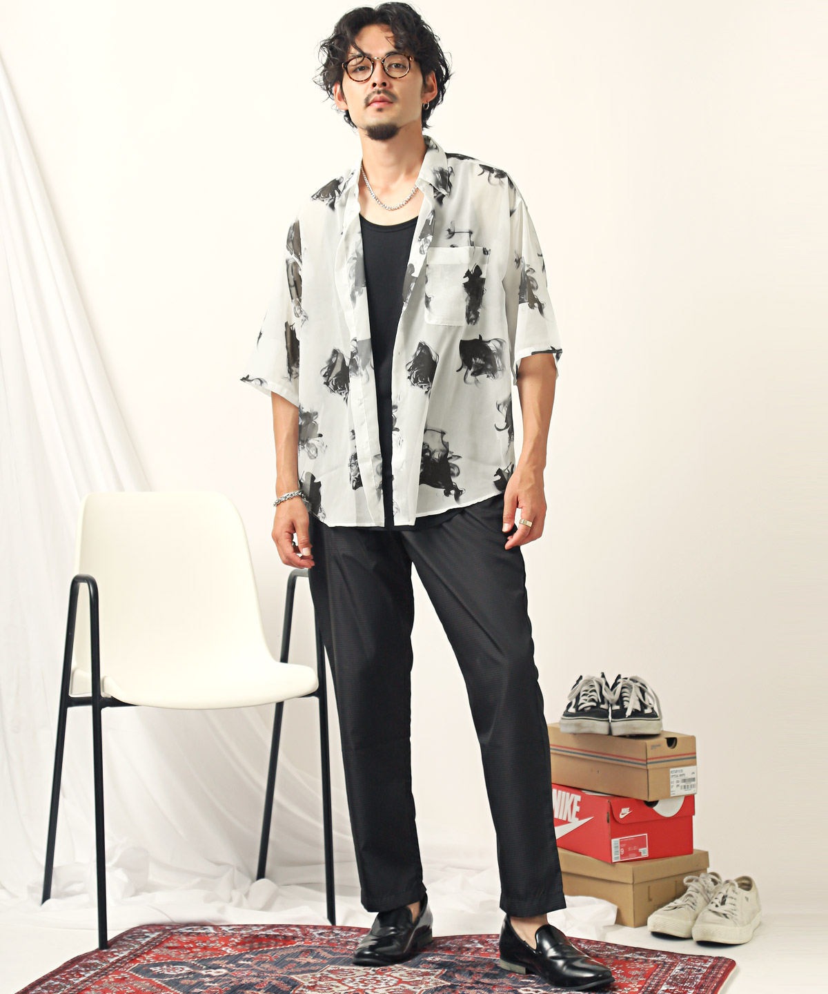 メンズ レイヤード シアーシャツ シースルージャケット3050710 メンズ レイヤード シアーシャツ シースルージャケット3050710