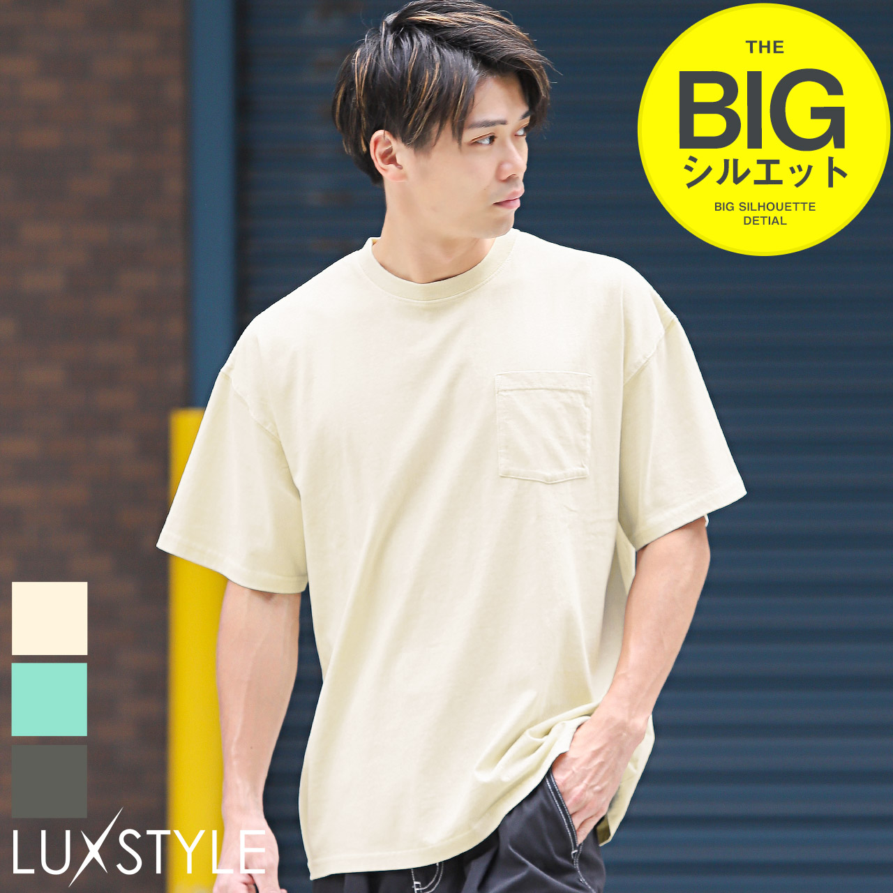 Tシャツ 半袖 メンズ ピグメント加工 ビッグシルエット 胸ポケット
