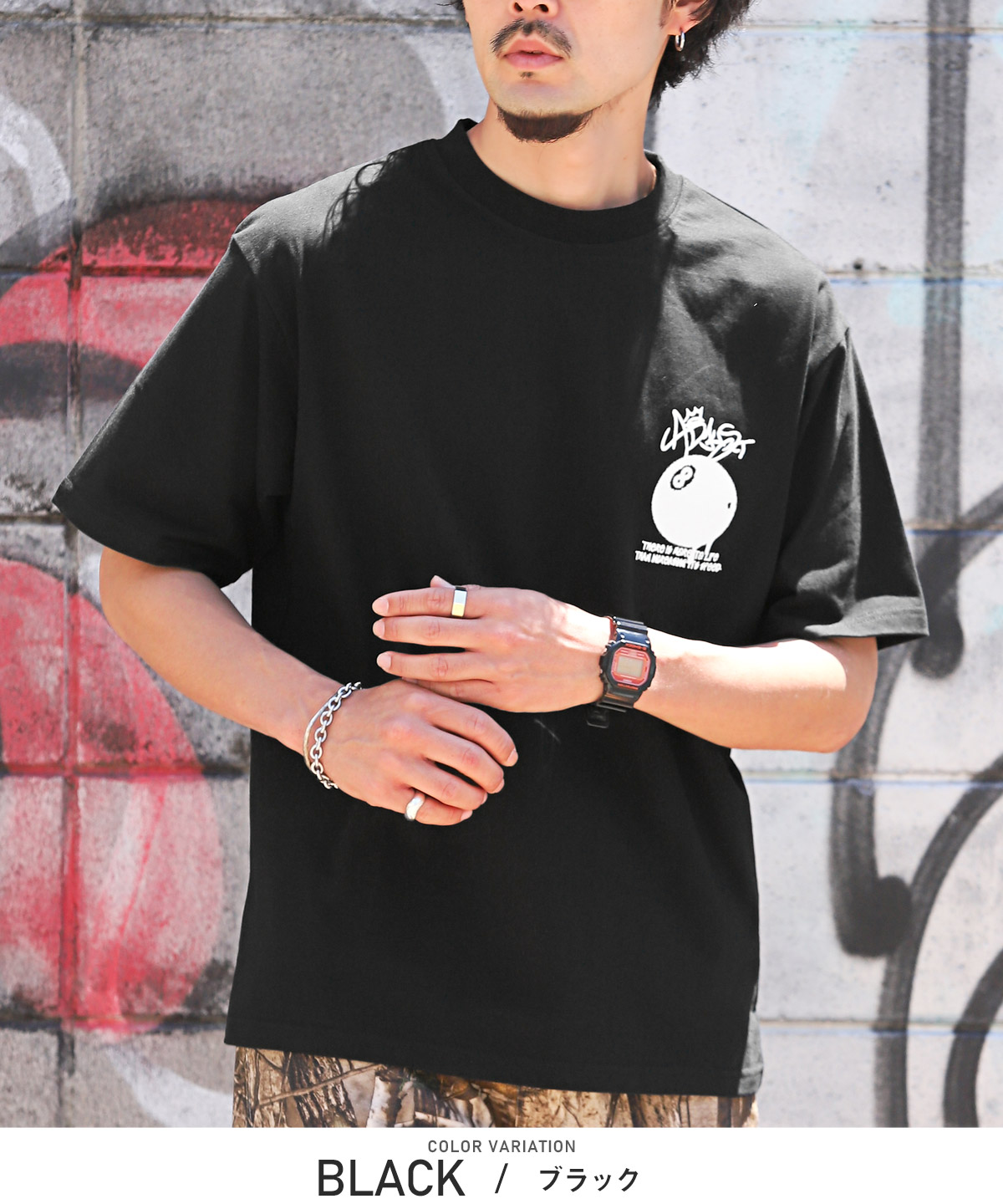 Tシャツ 半袖 メンズ レディース 落書き風 プリント ビリヤード グラフィティ ストリート 韓国｜lux-style｜04