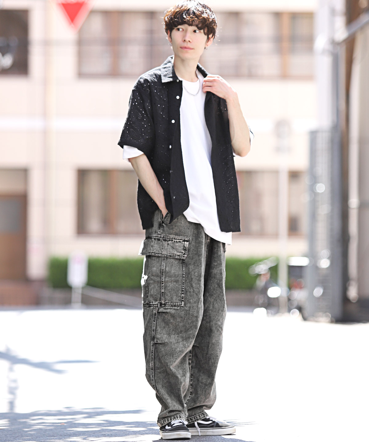 カーゴパンツ デニムパンツ メンズ ワイドパンツ 色落ち ヴィンテージ