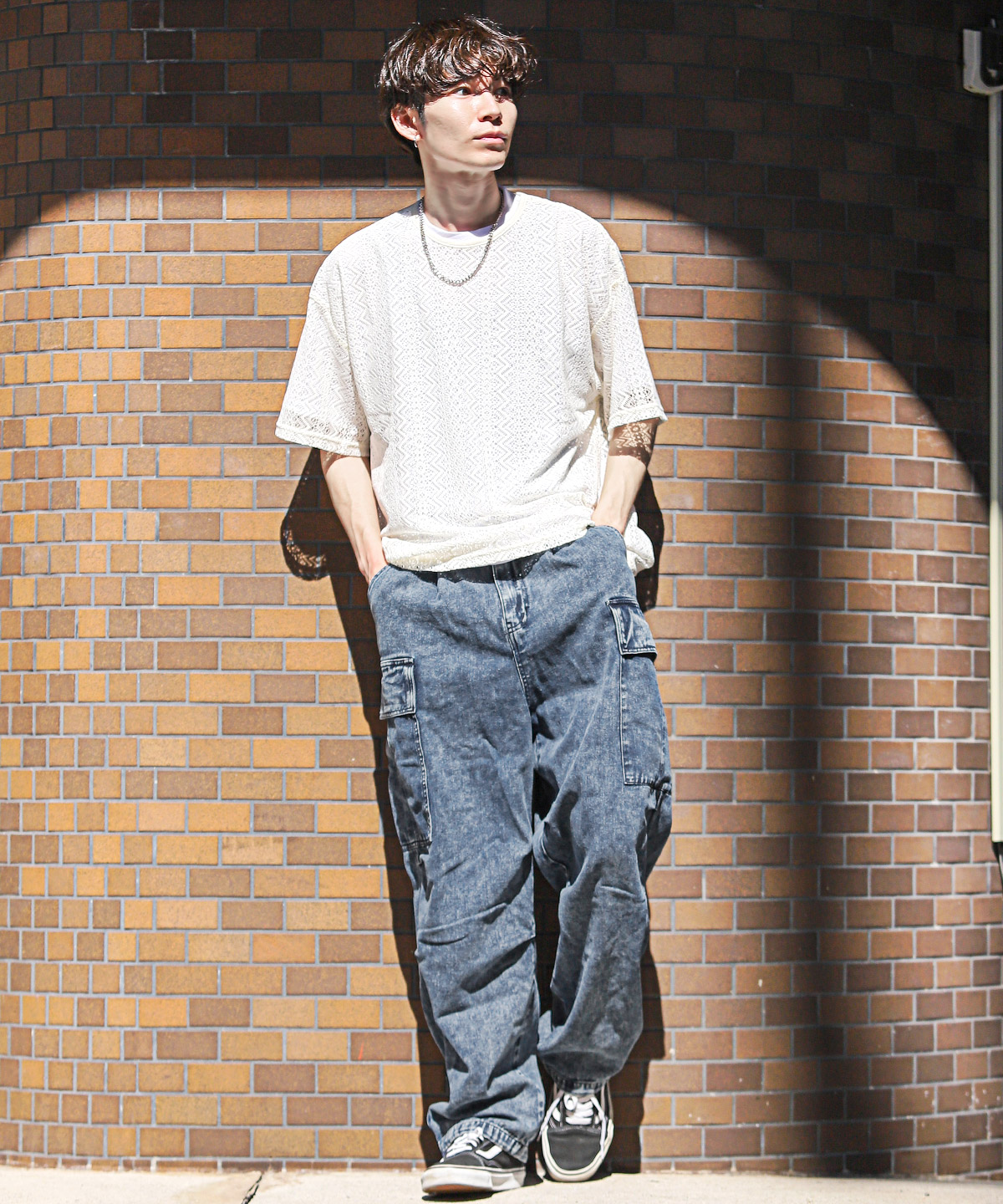 カーゴパンツ デニムパンツ メンズ ワイドパンツ 色落ち ヴィンテージ