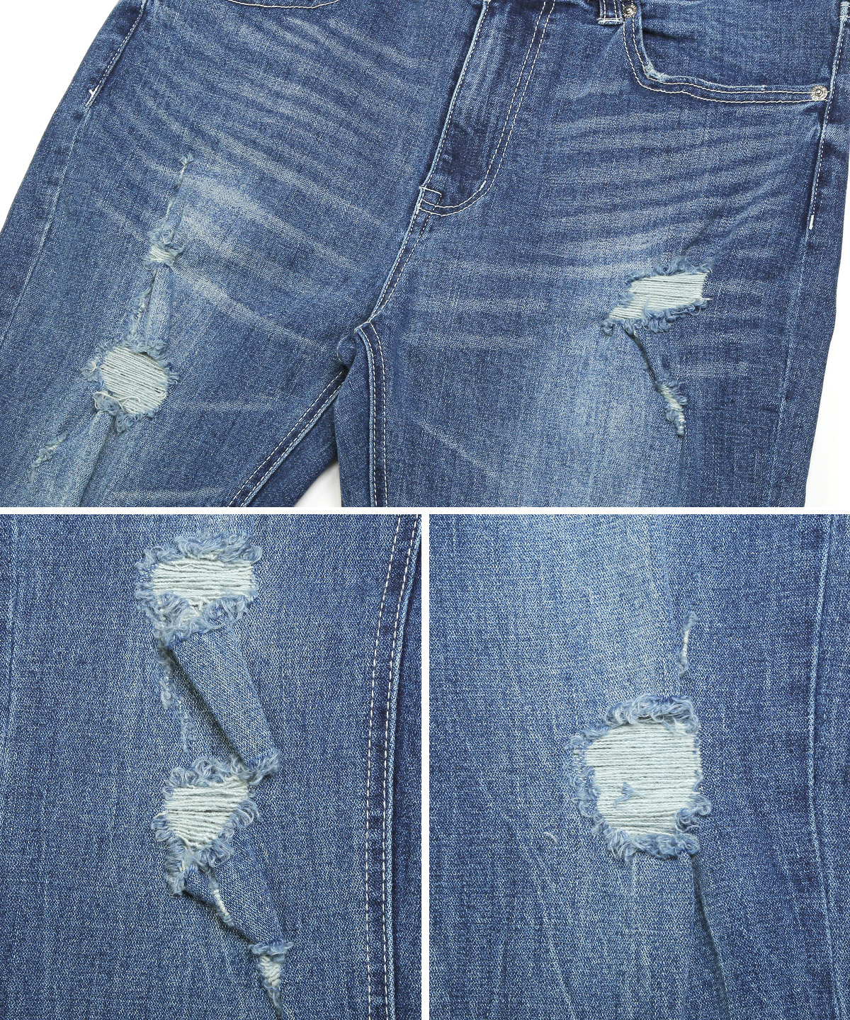 デニムパンツ メンズ ダメージ加工 スキニー ストレッチ ジーンズ