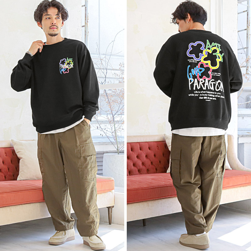 トレーナー メンズ スウェット 裏起毛 バックプリント 大きいサイズ