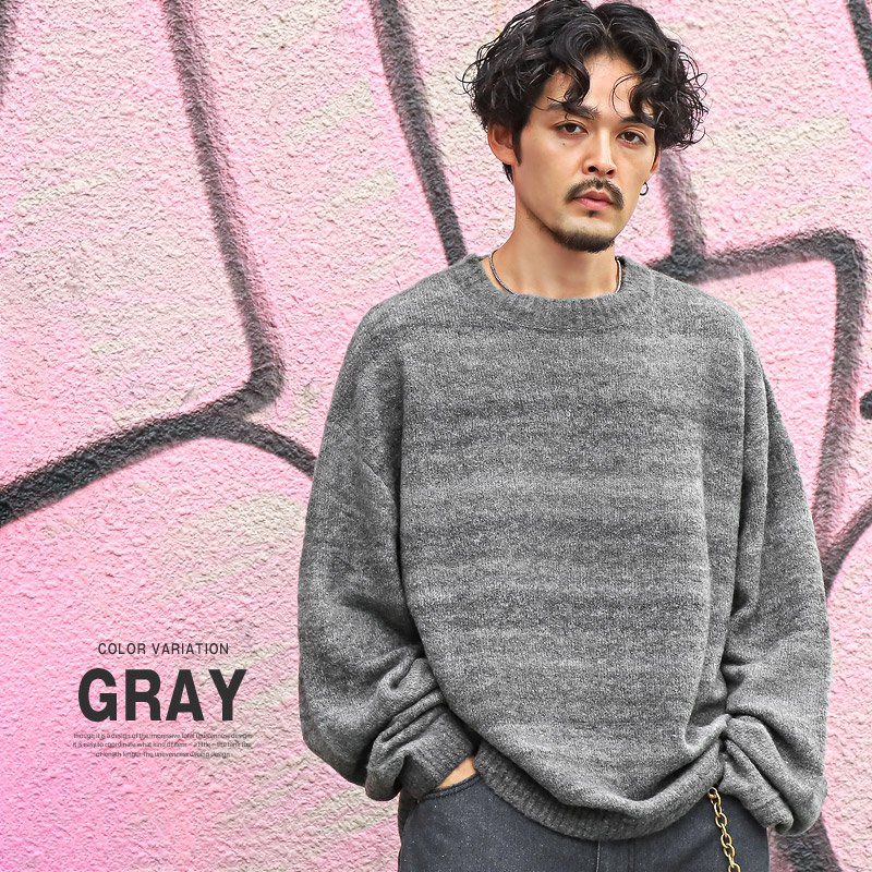 ニット メンズ レディース セーター ニットソー グラデーション クルー