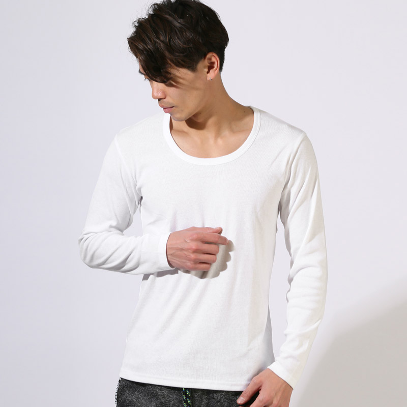 ロンT 長袖Tシャツ メンズ Uネック Tシャツ 長袖 トップス カットソー