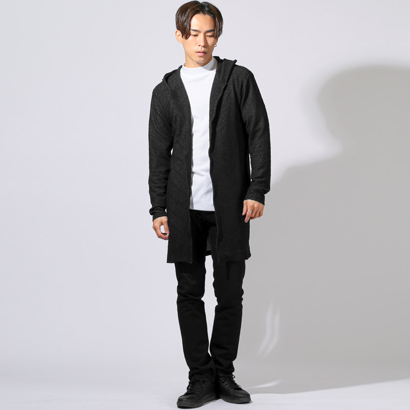 フーディガン カーディガン メンズ レディース ロング丈 フード付き