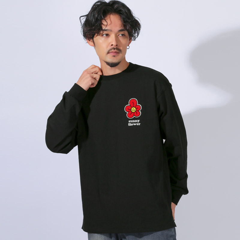 ロンT 長袖Tシャツ Tシャツ 長袖 メンズ ロングスリーブ 刺繍 サガラ