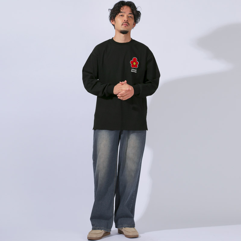 ロンT 長袖Tシャツ Tシャツ 長袖 メンズ ロングスリーブ 刺繍 サガラ