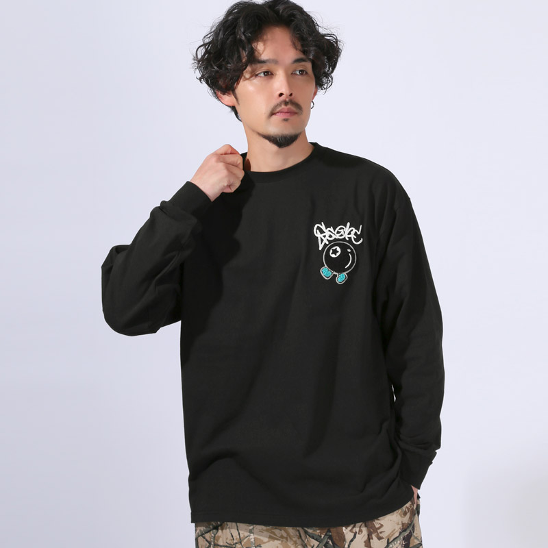 ロンT 長袖Tシャツ Tシャツ 長袖 メンズ ロングスリーブ 刺繍 サガラ