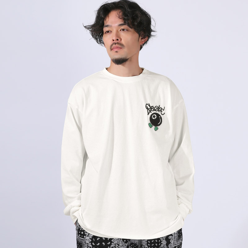 ロンT 長袖Tシャツ Tシャツ 長袖 メンズ ロングスリーブ 刺繍 サガラ