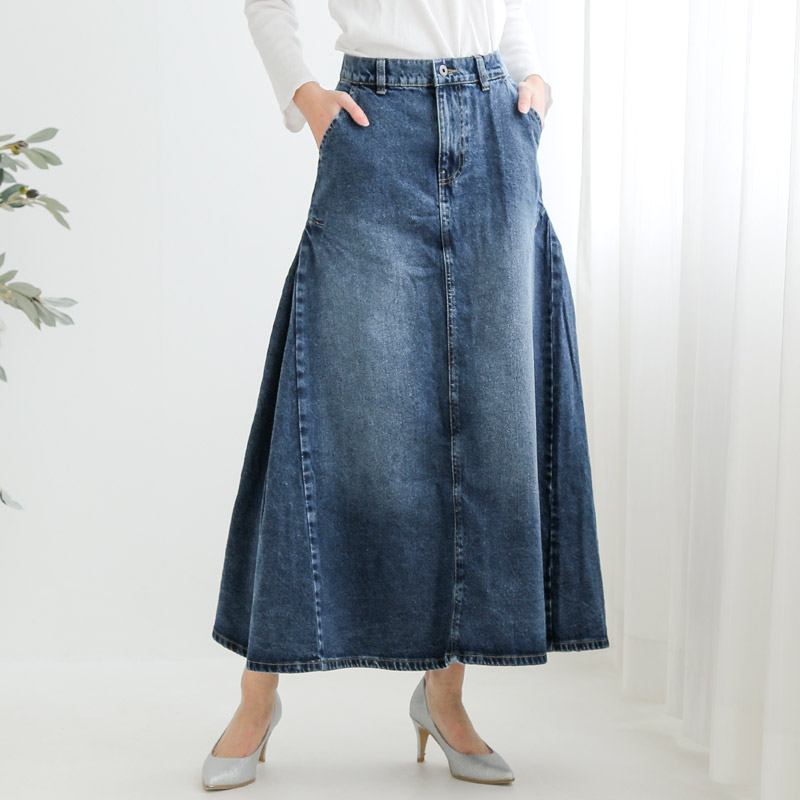 デニムスカート レディース ロングスカート フレアスカート スカート