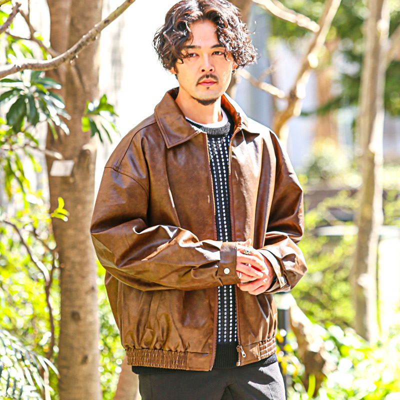 ブルゾン ジャケット PUレザー レザージャケット レザーブルゾン