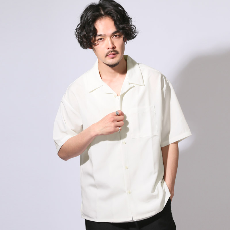 ボトムス別売り】半袖シャツ 開襟シャツ オープンカラーシャツ メンズ