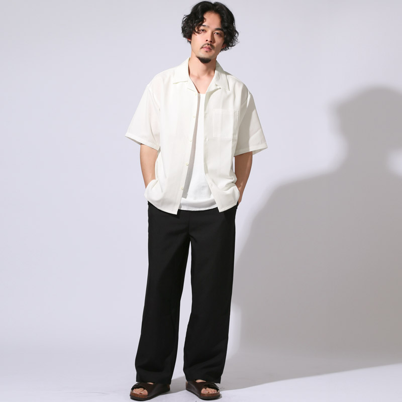 Black ＆ White 半袖シャツ 新品未使用LLサイズ ボトムス別売り】半袖シャツ 開襟シャツ オープンカラーシャツ メンズ