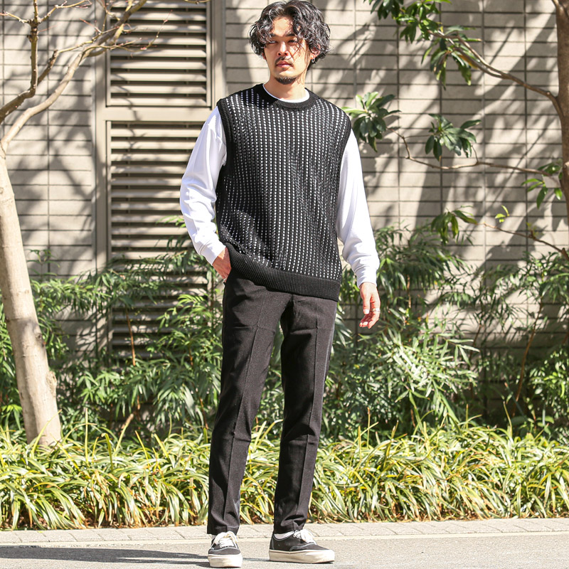 ベスト ジレ ニットベスト 透かし編み メッシュ編み メッシュベスト