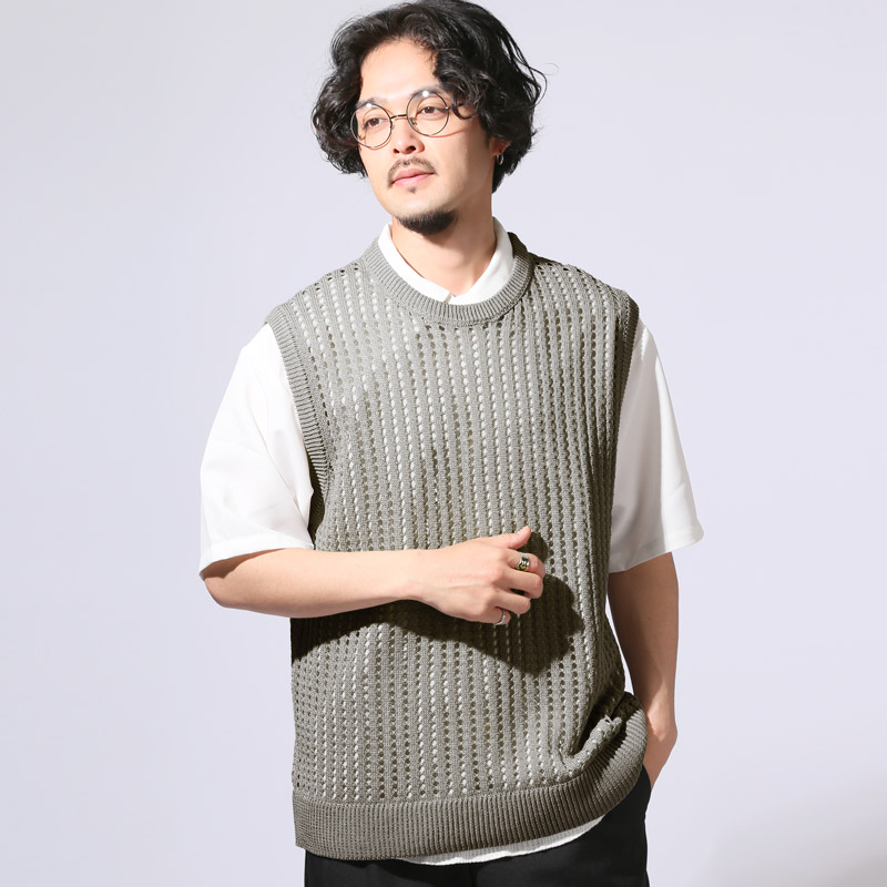 ベスト ジレ ニットベスト 透かし編み メッシュ編み メッシュベスト