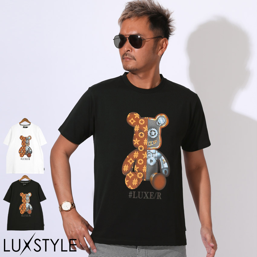 LUXE/R ラグジュ Tシャツ 半袖 トップス カットソー メンズ ブランド プリント ロゴ クマ テディベア M L XL aa-3531 | 