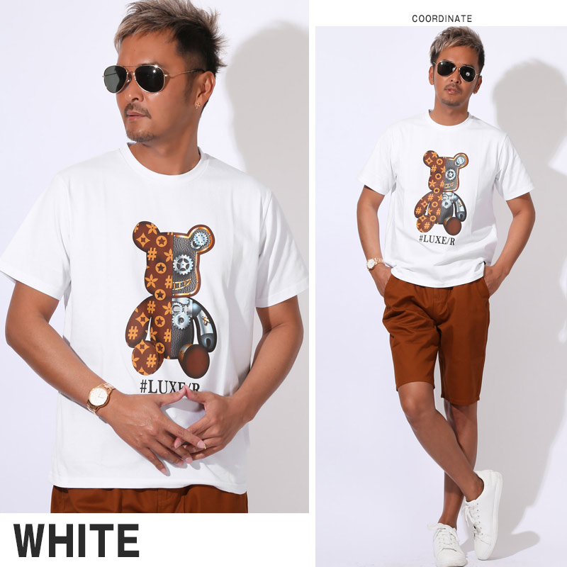 LUXE/R ラグジュ Tシャツ 半袖 トップス カットソー メンズ ブランド プリント ロゴ クマ テディベア M L XL aa-3531 |  | 01