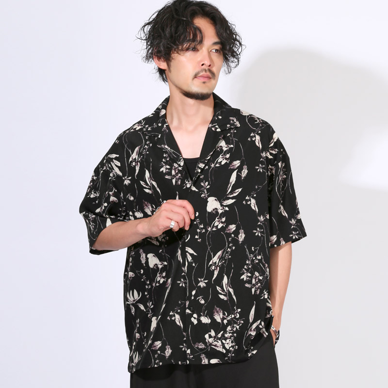 半袖シャツ オープンカラーシャツ メンズ シャツ 半袖 開襟シャツ 花柄