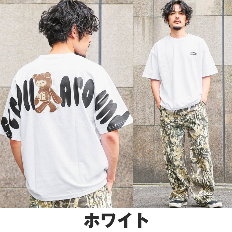 Tシャツ 半袖 トップス カットソー メンズ バックプリント アーチロゴ
