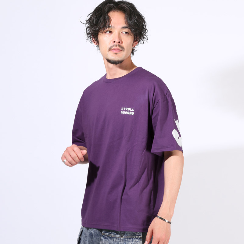 Tシャツ 半袖 トップス カットソー メンズ バックプリント アーチロゴ