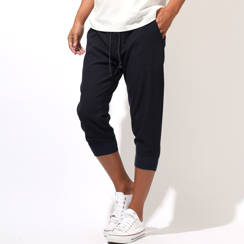 クロップドパンツ・ジョガーパンツ・イージーパンツ・メンズ・7分丈・膝下丈・リネン・麻・涼しい・無地・裾リブ・コットンリネン・綿麻・ウエストゴム・シンプル・ナチュラル・おしゃれ・カジュアル・リラックス・爽やか・ビター系 10