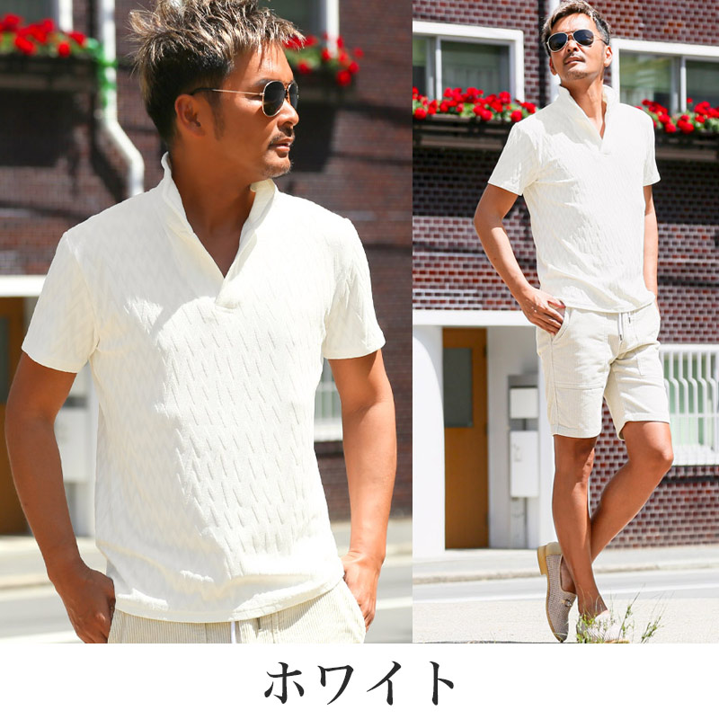 ポロシャツ カットソー トップス メンズ 半袖 パイル イタリアンカラー スタンドカラー ワイヤーカラー 立ち襟 M L XL aa-3579 |  | 08