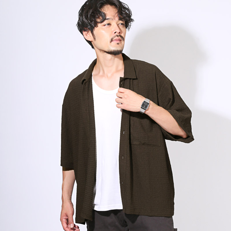 半袖シャツ メンズ シャツ 半袖 楊柳 メンズシャツ 涼しい レギュラー