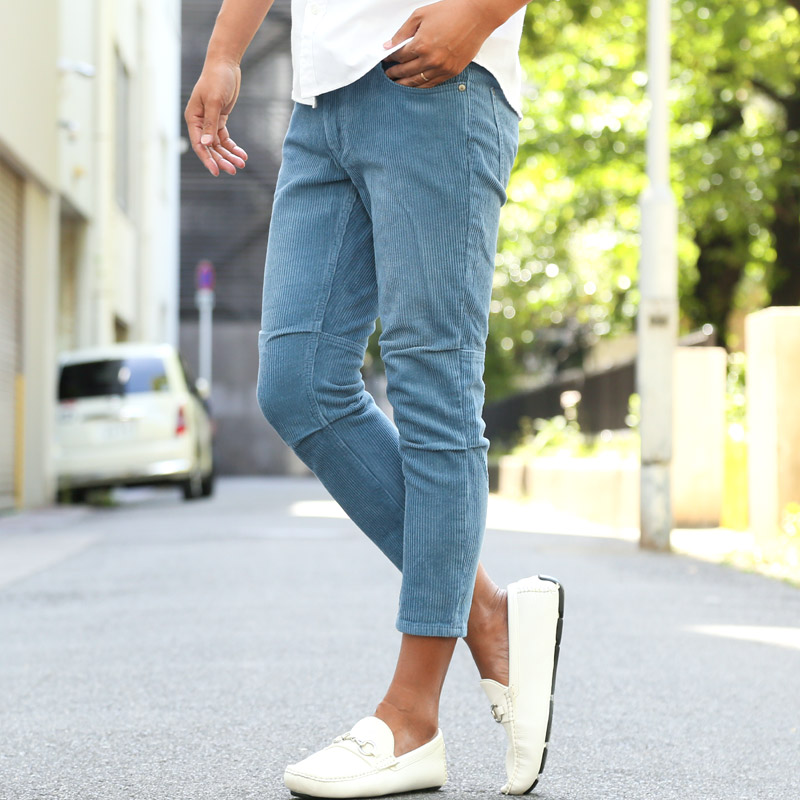 クロップドパンツ メンズ 7分丈 9分丈 アンクル コーデュロイ タック