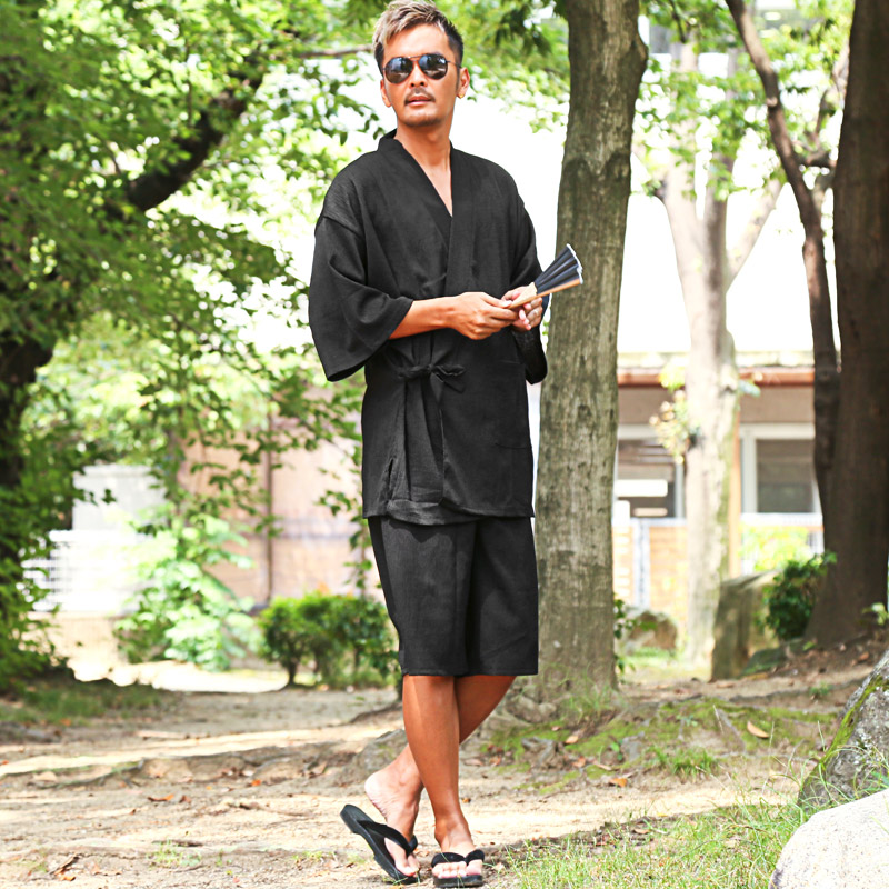 甚平・メンズ・じんべい・楊柳・上下セット・花火大会・お祭り・夏祭り・部屋着・ルームウェア・和服・涼しい・大人・ギフト・父の日・プレゼント・リラックス・ゆったり・通気性・無地・おしゃれ・モダン・夏・春・秋・前開き・大きいサイズ・黒・紺・茶・M・L・XL・LL 6