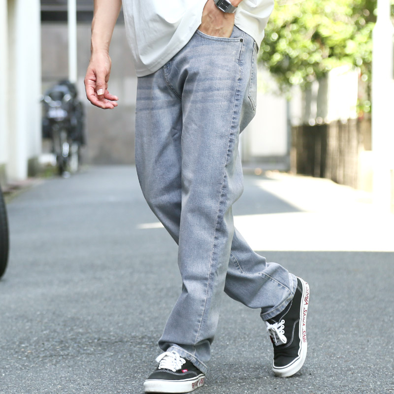 デニムパンツ ワイドパンツ ワークパンツ メンズ ストレッチ 伸縮性