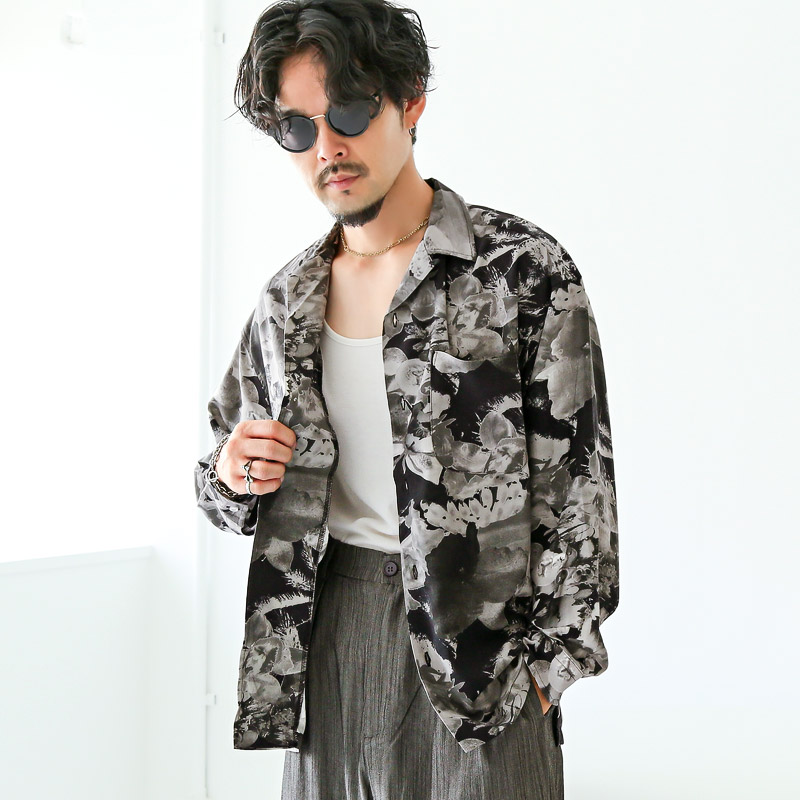 シャツ 長袖 開襟シャツ 長袖シャツ メンズ レディース 開襟 オープン