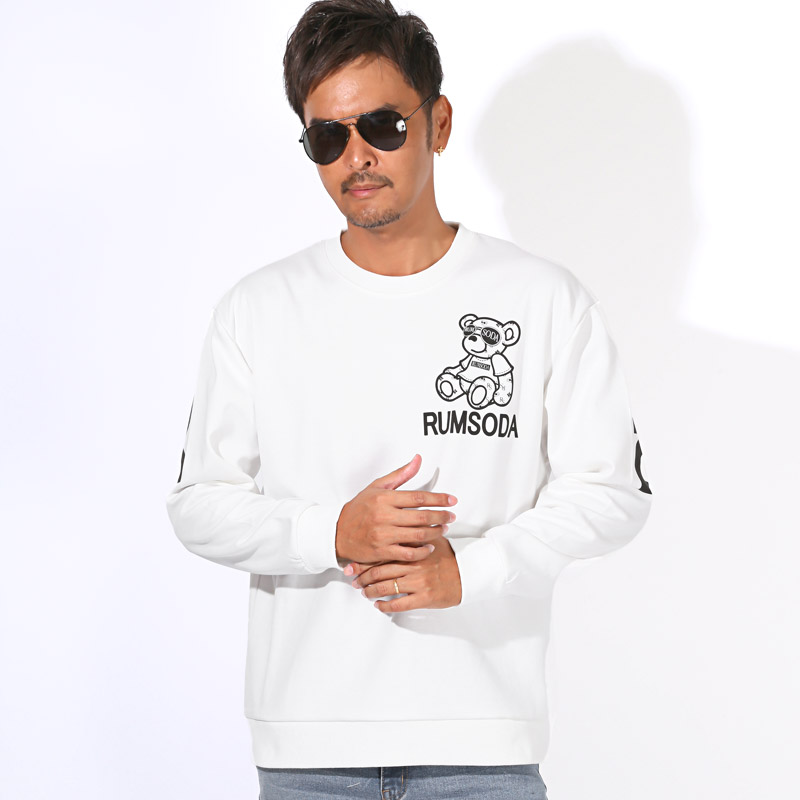 トレーナー スウェット メンズ オーバーサイズ ダブルフェイス【RUMSODA(ラムソーダ)ダブルフェイスアップリケ刺繍トレーナー】 aa-3738 トレーナー スウェット メンズ オーバーサイズ ダブルフェイス