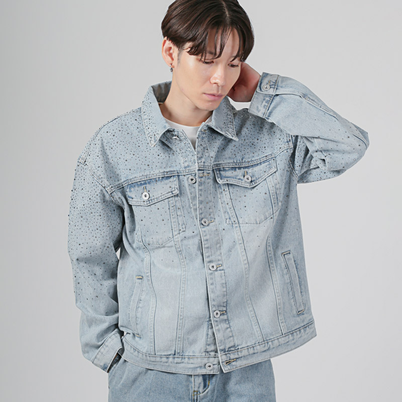 デニムジャケット Gジャン メンズ レディース ラインストーン ジーンズ